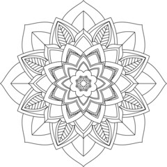 Easy Mandala coloring book simple and basic for beginners, seniors and children. Set of Mehndi flower pattern for Henna drawing and tattoo. Decoration in ethnic oriental, Indian style.