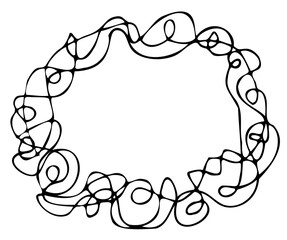 Hand drawn doodle frame. Black vector illustration on white background.
