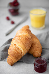 crunchy croissants with raspberry jam