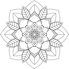 Easy Mandala coloring book simple and basic for beginners, seniors and children. Set of Mehndi flower pattern for Henna drawing and tattoo. Decoration in ethnic oriental, Indian style.
