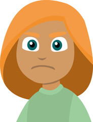 Vector emoticon illustration of a girl with an angry expression
