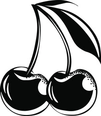 Cherry black tattoo vector illustration 
