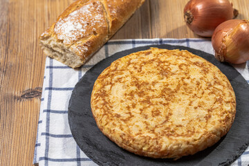 Spanish omelet with potatoes and onion, typical Spanish cuisine