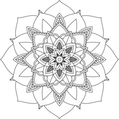 Easy Mandala coloring book simple and basic for beginners, seniors and children. Set of Mehndi flower pattern for Henna drawing and tattoo. Decoration in ethnic oriental, Indian style.