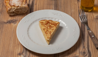 Spanish omelet with potatoes and onion, typical Spanish cuisine