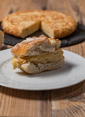 Spanish omelet with potatoes and onion, typical Spanish cuisine