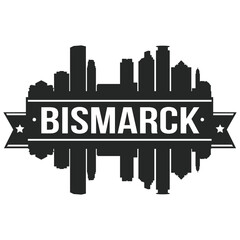 Bismarck Skyline Silhouette Design City Vector Art Stencil.