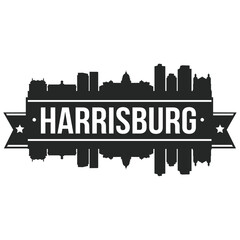 Harrisburg Pennsylvania, Skyline Silhouette Design City Vector Art Stencil.