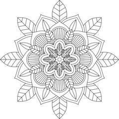 Easy Mandala coloring book simple and basic for beginners, seniors and children. Set of Mehndi flower pattern for Henna drawing and tattoo. Decoration in ethnic oriental, Indian style.