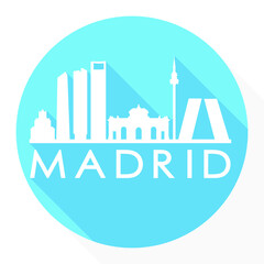 Madrid Spain Europe Flat Icon Skyline Silhouette Design City Vector Art Famous Buildings.