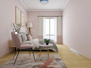 Pink family bedroom design, very warm feeling