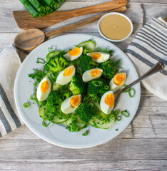 green vegetable salad with eggs from above