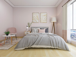 Pink family bedroom design, very warm feeling