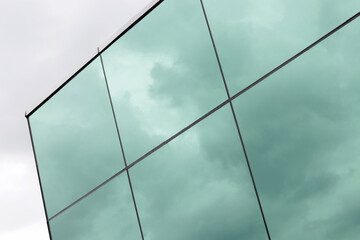sky reflection on office building
