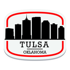 Tulsa Oklahoma Label Stamp Icon Skyline City Design Tourism.