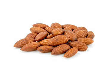 almonds natural roasted isolated on white background