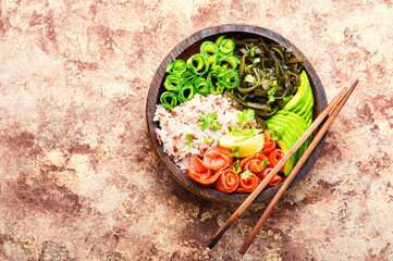 Poke bowl,traditional hawaii food