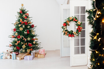 Fototapeta na wymiar Christmas banner with Christmas tree. Christmas concept with copy space, place for text