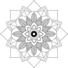 Easy Mandala coloring book simple and basic for beginners, seniors and children. Set of Mehndi flower pattern for Henna drawing and tattoo. Decoration in ethnic oriental, Indian style.