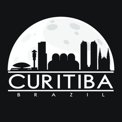 Fototapeta na wymiar Curitiba Brazil Skyline City Flat Silhouette Design Background.