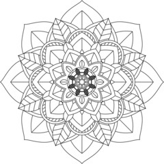 Easy Mandala coloring book simple and basic for beginners, seniors and children. Set of Mehndi flower pattern for Henna drawing and tattoo. Decoration in ethnic oriental, Indian style.