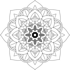 Easy Mandala coloring book simple and basic for beginners, seniors and children. Set of Mehndi flower pattern for Henna drawing and tattoo. Decoration in ethnic oriental, Indian style.