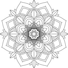Easy Mandala coloring book simple and basic for beginners, seniors and children. Set of Mehndi flower pattern for Henna drawing and tattoo. Decoration in ethnic oriental, Indian style.