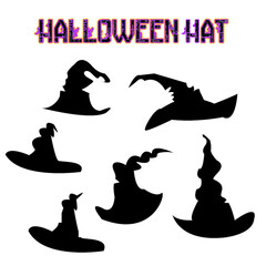 Halloween hat witch hats  Silhouette vector design black and white SVG Sticker graphics 