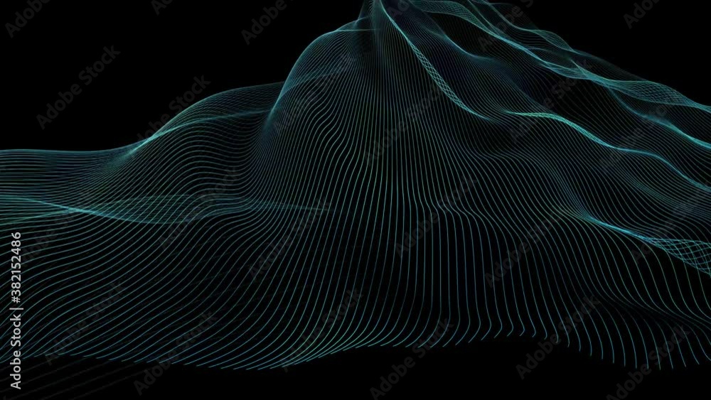 Poster abstract magnetic light stroke wavefield background loop/ 4k animation of an abstract fractal spheri