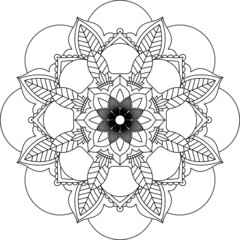 Easy Mandala coloring book simple and basic for beginners, seniors and children. Set of Mehndi flower pattern for Henna drawing and tattoo. Decoration in ethnic oriental, Indian style.