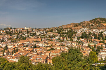 Fototapeta na wymiar Granada, Spain - September 2020 : Albaycin district in sunny weather, HDR Image