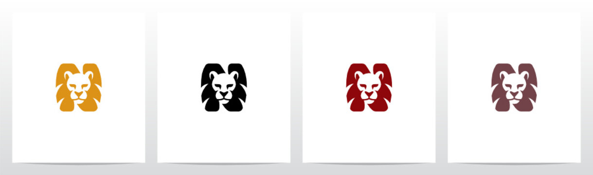Lion Head With Mane As The Letter Logo Design N