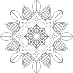 Easy Mandala coloring book simple and basic for beginners, seniors and children. Set of Mehndi flower pattern for Henna drawing and tattoo. Decoration in ethnic oriental, Indian style.