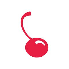 Simple pink cherry. Vector icon