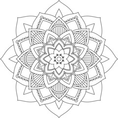 Easy Mandala coloring book simple and basic for beginners, seniors and children. Set of Mehndi flower pattern for Henna drawing and tattoo. Decoration in ethnic oriental, Indian style.