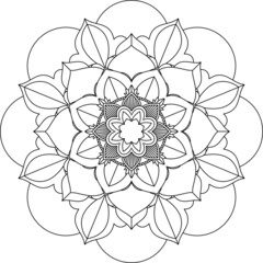 Easy Mandala coloring book simple and basic for beginners, seniors and children. Set of Mehndi flower pattern for Henna drawing and tattoo. Decoration in ethnic oriental, Indian style.
