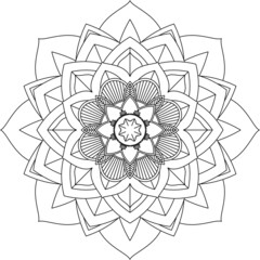 Easy Mandala coloring book simple and basic for beginners, seniors and children. Set of Mehndi flower pattern for Henna drawing and tattoo. Decoration in ethnic oriental, Indian style.