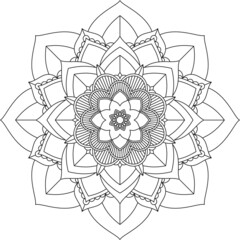 Easy Mandala coloring book simple and basic for beginners, seniors and children. Set of Mehndi flower pattern for Henna drawing and tattoo. Decoration in ethnic oriental, Indian style.