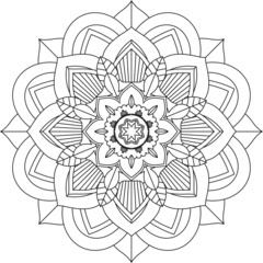 Easy Mandala coloring book simple and basic for beginners, seniors and children. Set of Mehndi flower pattern for Henna drawing and tattoo. Decoration in ethnic oriental, Indian style.
