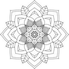 Easy Mandala coloring book simple and basic for beginners, seniors and children. Set of Mehndi flower pattern for Henna drawing and tattoo. Decoration in ethnic oriental, Indian style.