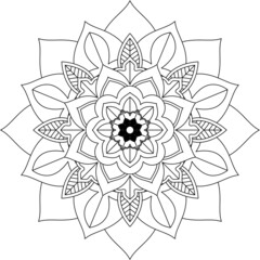 Easy Mandala coloring book simple and basic for beginners, seniors and children. Set of Mehndi flower pattern for Henna drawing and tattoo. Decoration in ethnic oriental, Indian style.