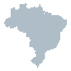 Fototapeta na wymiar Brazil Map - Vector Pixel Solid Contour