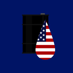 oil barrel and america flag on blue background
