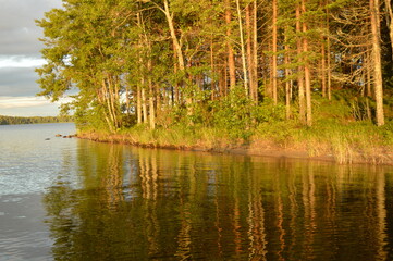 Obraz premium Sunset in the beautiful Finnish Lake District, Finland