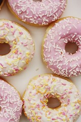 Fresh doughnuts with cream and chocolate macro