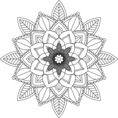 Easy Mandala coloring book simple and basic for beginners, seniors and children. Set of Mehndi flower pattern for Henna drawing and tattoo. Decoration in ethnic oriental, Indian style.