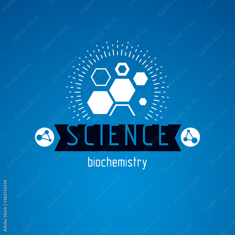 Poster vector model of molecule created using wireframe connection. molecular biotechnology conceptual logo