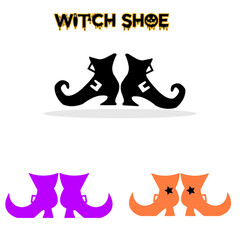 Halloween shoe witch shoe witch leg Silhouette vector design black and white SVG Sticker graphics 