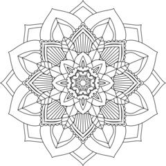 Easy Mandala coloring book simple and basic for beginners, seniors and children. Set of Mehndi flower pattern for Henna drawing and tattoo. Decoration in ethnic oriental, Indian style.