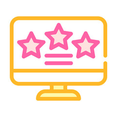 review stars on computer screen color icon vector illustration